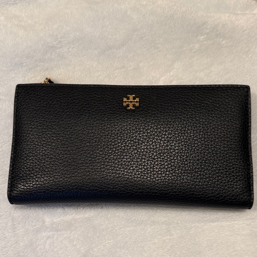 Tory Burch Black Pebbled Leather Clutch